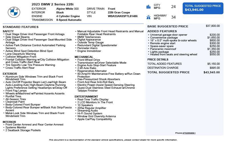 Used 2023 BMW 228i Gran Coupe 228i w/ Convenience Package image 3