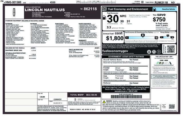Used 2024 Lincoln Nautilus Reserve w/ Equipment Group 202A AWD/4WD image 34