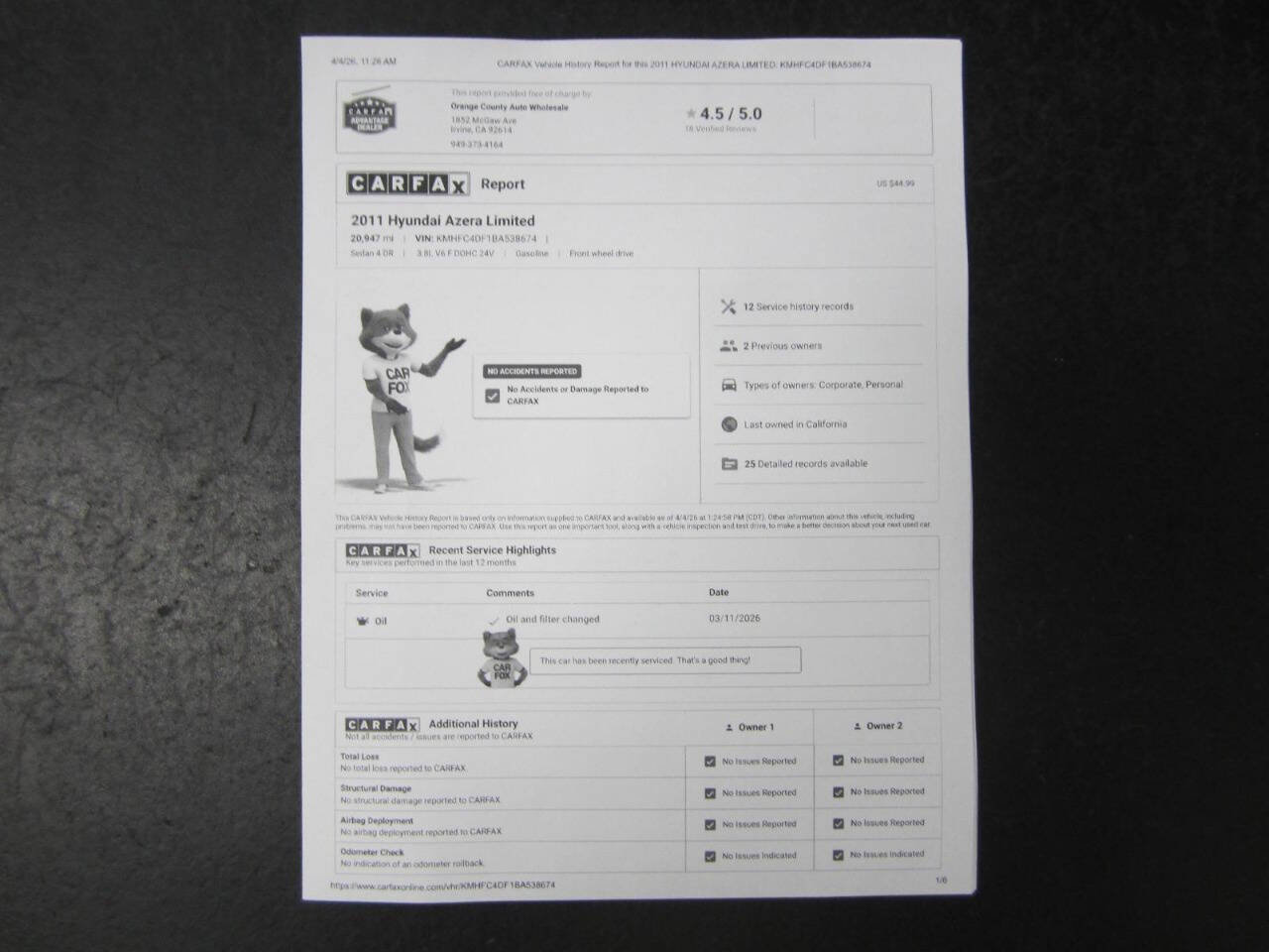 Used 2011 Hyundai Azera Limited FWD image 33
