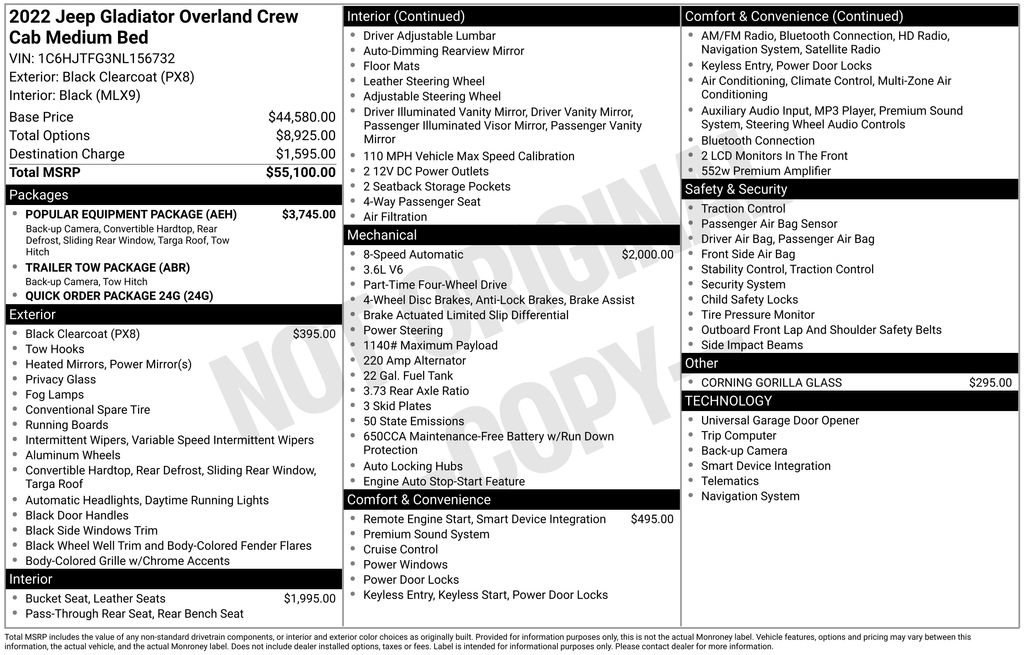 Used 2022 Jeep Gladiator Overland w/ Popular Equipment Package image 13