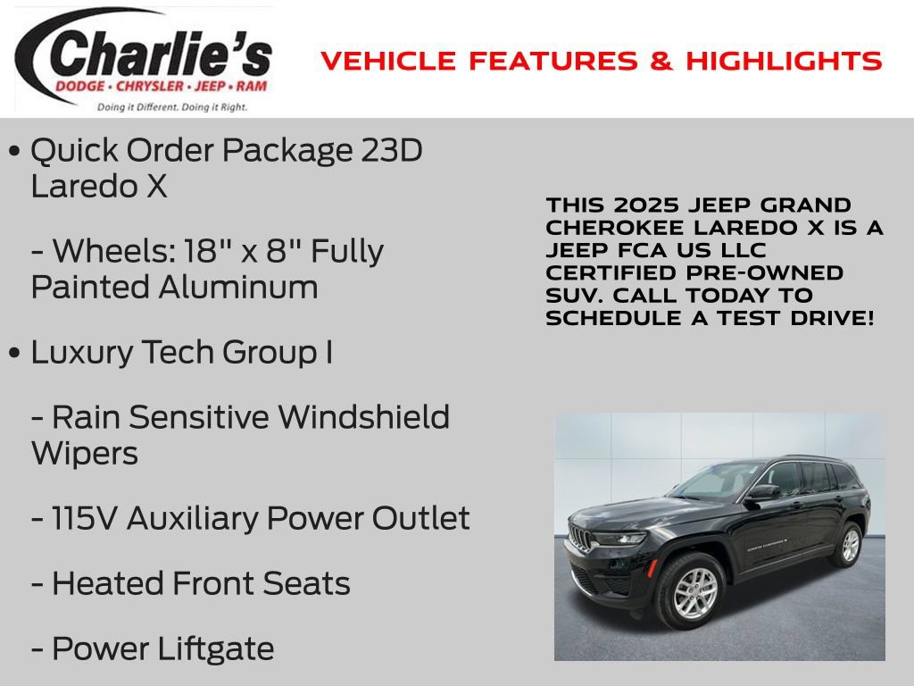 Certified 2025 Jeep Grand Cherokee Laredo X w/ Luxury Tech Group I AWD/4WD image 19