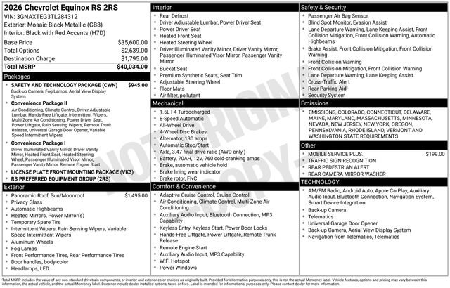 New 2026 Chevrolet Equinox RS w/ Safety and Technology Package image 26