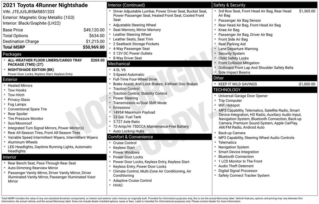 Certified 2021 Toyota 4Runner Nightshade AWD/4WD image 26