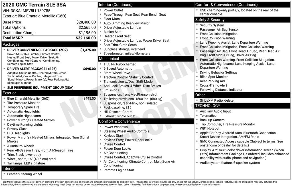 Used 2020 GMC Terrain SLE w/ Driver Convenience Package FWD image 2