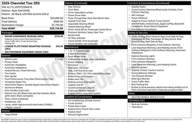 Certified 2026 Chevrolet Trax RS w/ Driver Confidence Package FWD image 33