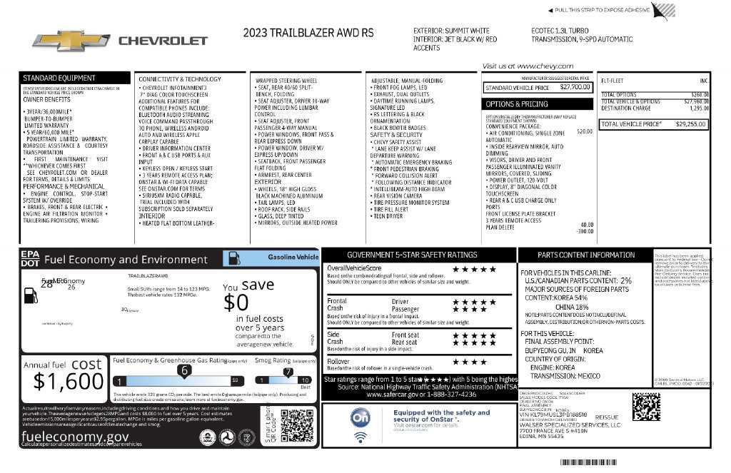 Used 2023 Chevrolet TrailBlazer RS w/ Convenience Package AWD/4WD image 12