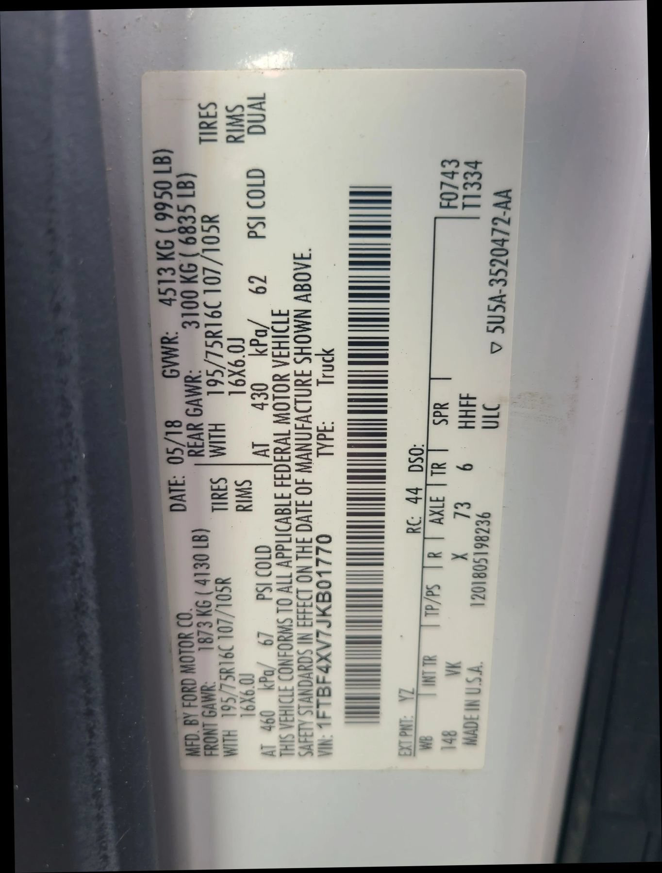 Used 2018 Ford Transit 350 148 High Roof Extended DRW RWD image 3