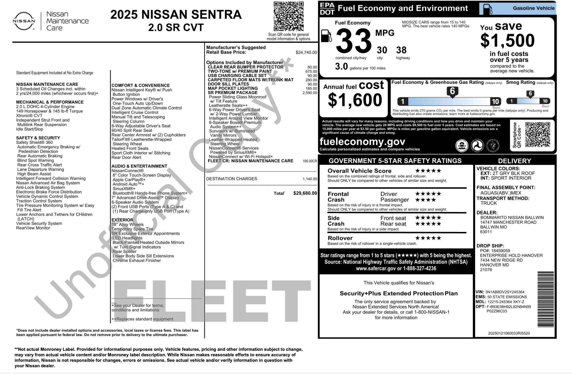 Used 2025 Nissan Sentra SR w/ SR Premium Package FWD image 5