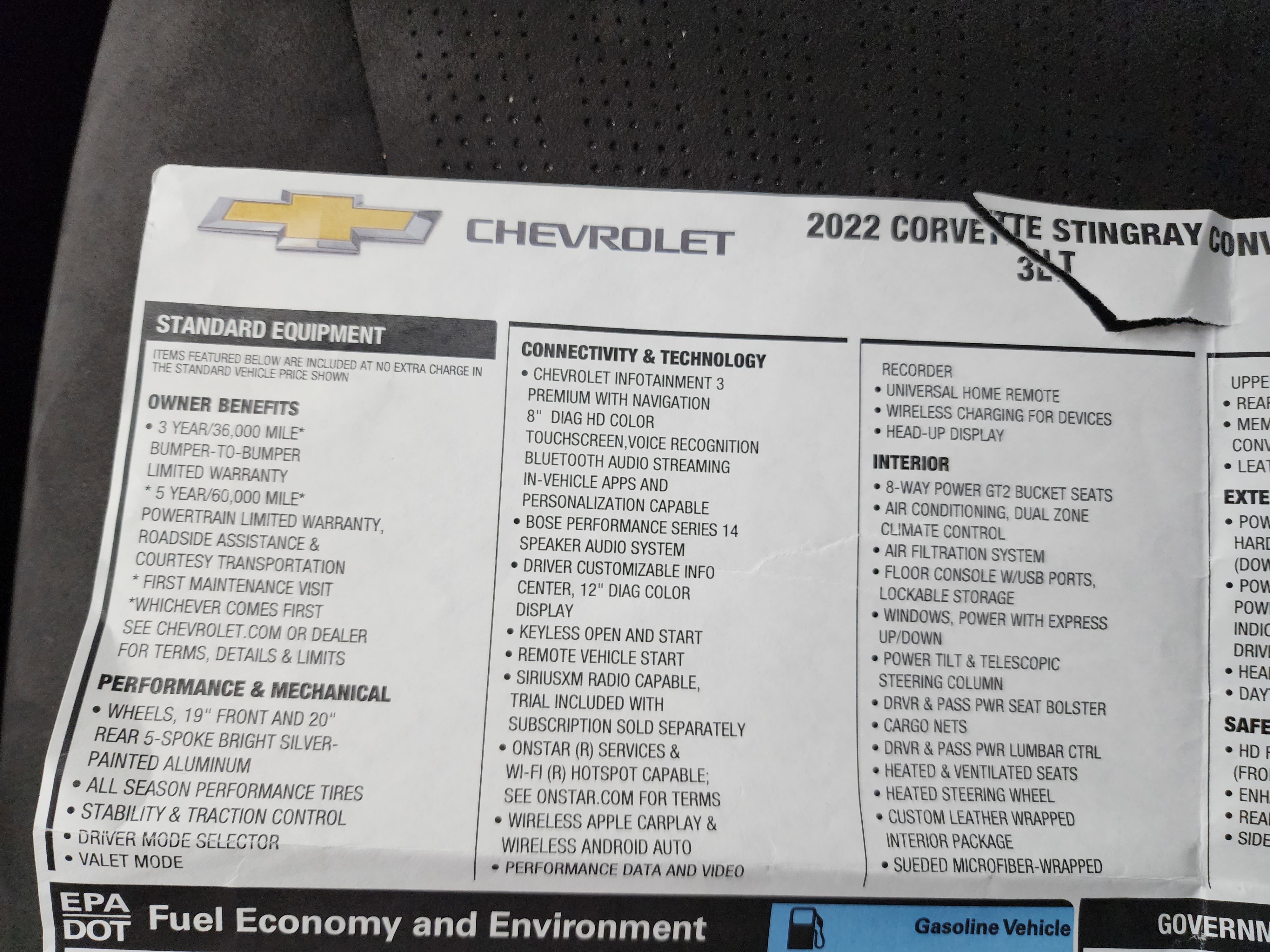 Used 2022 Chevrolet Corvette Stingray Premium Conv w/ Z51 Performance Package image 38