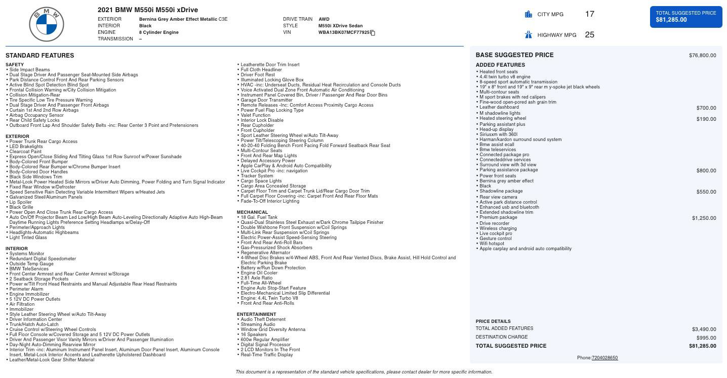 Used 2021 BMW M550i xDrive w/ Premium Package image 2
