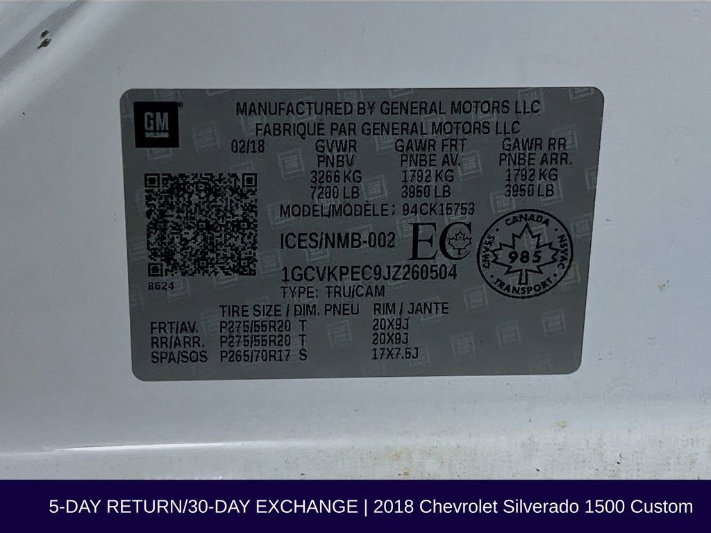 Used 2018 Chevrolet Silverado 1500 Custom image 37