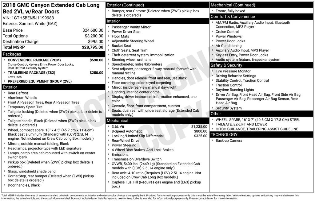 Used 2018 GMC Canyon W/T w/ Convenience Package image 7