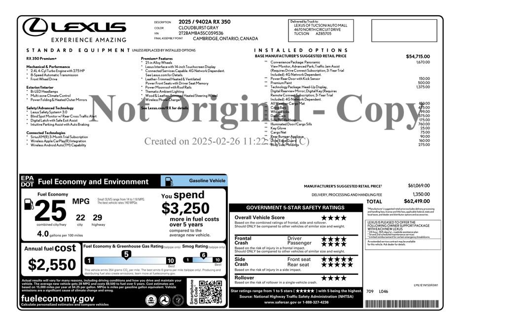 Used 2025 Lexus RX 350 Premium Plus w/ Convenience Package FWD image 4