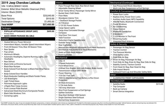 Used 2019 Jeep Cherokee Latitude w/ Popular Appearance Group FWD image 7
