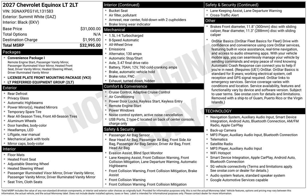 New 2027 Chevrolet Equinox LT AWD/4WD image 25