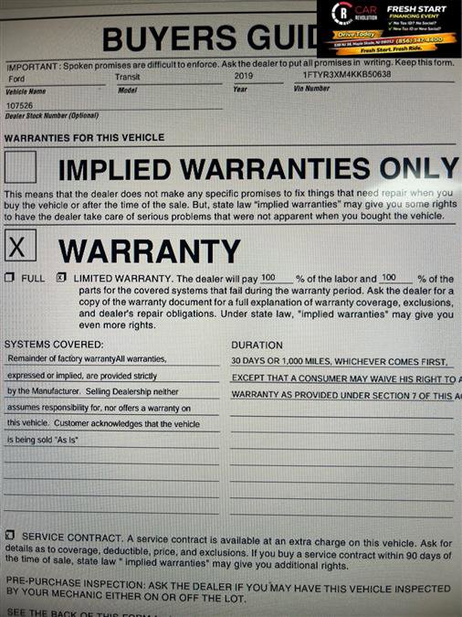 Used 2019 Ford Transit 250 148 High Roof Extended image 11