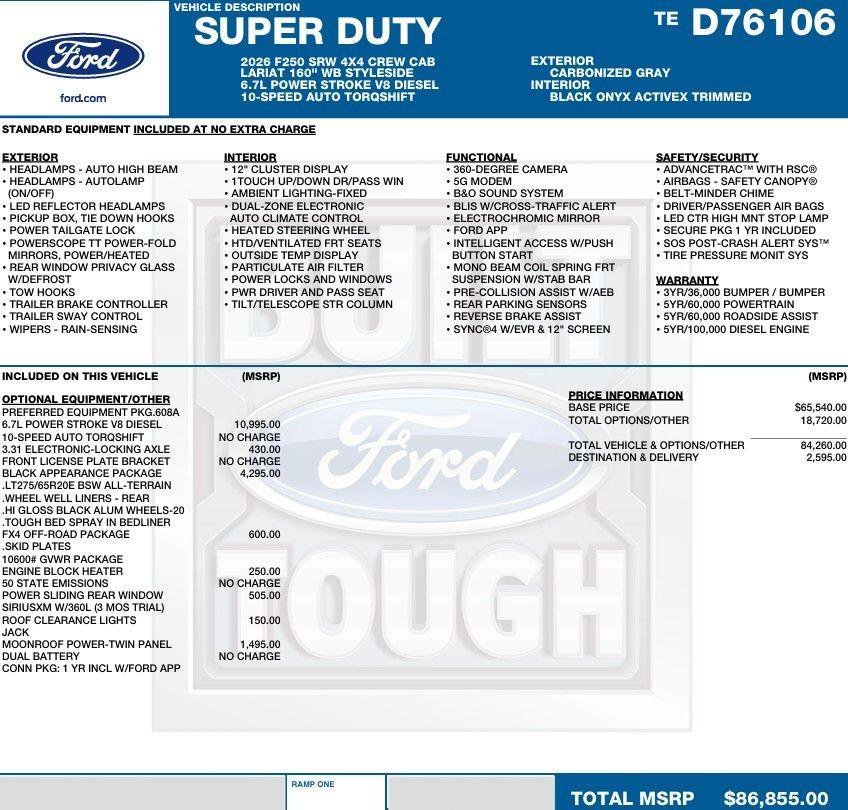 New 2026 Ford F250 Lariat w/ Black Appearance Package image 2