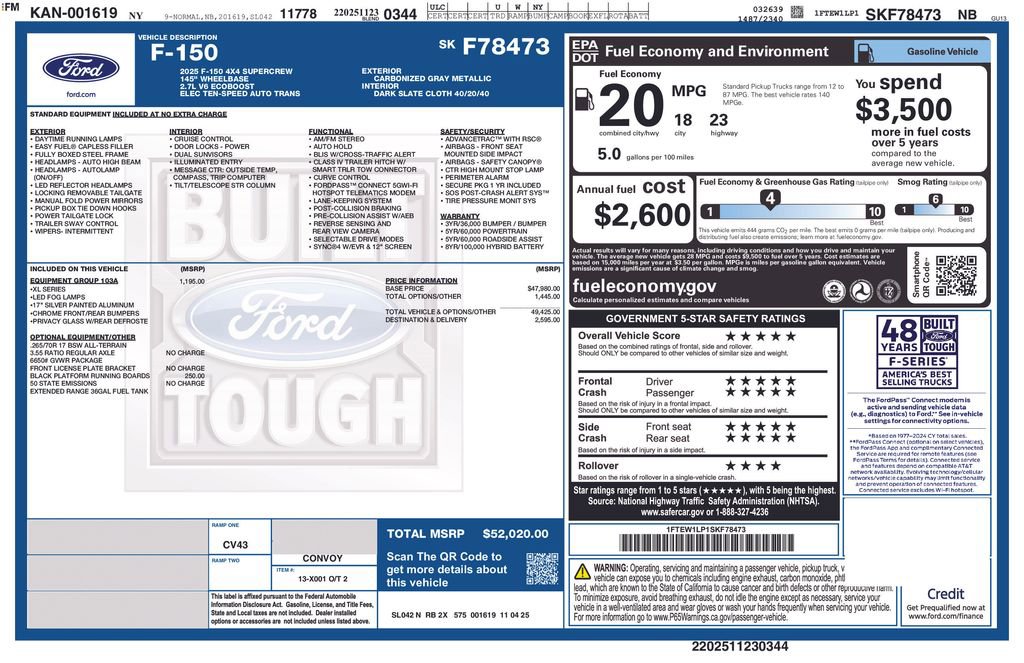 New 2025 Ford F150 XL w/ Equipment Group 103A High image 6