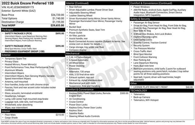 Certified 2022 Buick Encore Preferred w/ Safety Package II AWD/4WD image 31