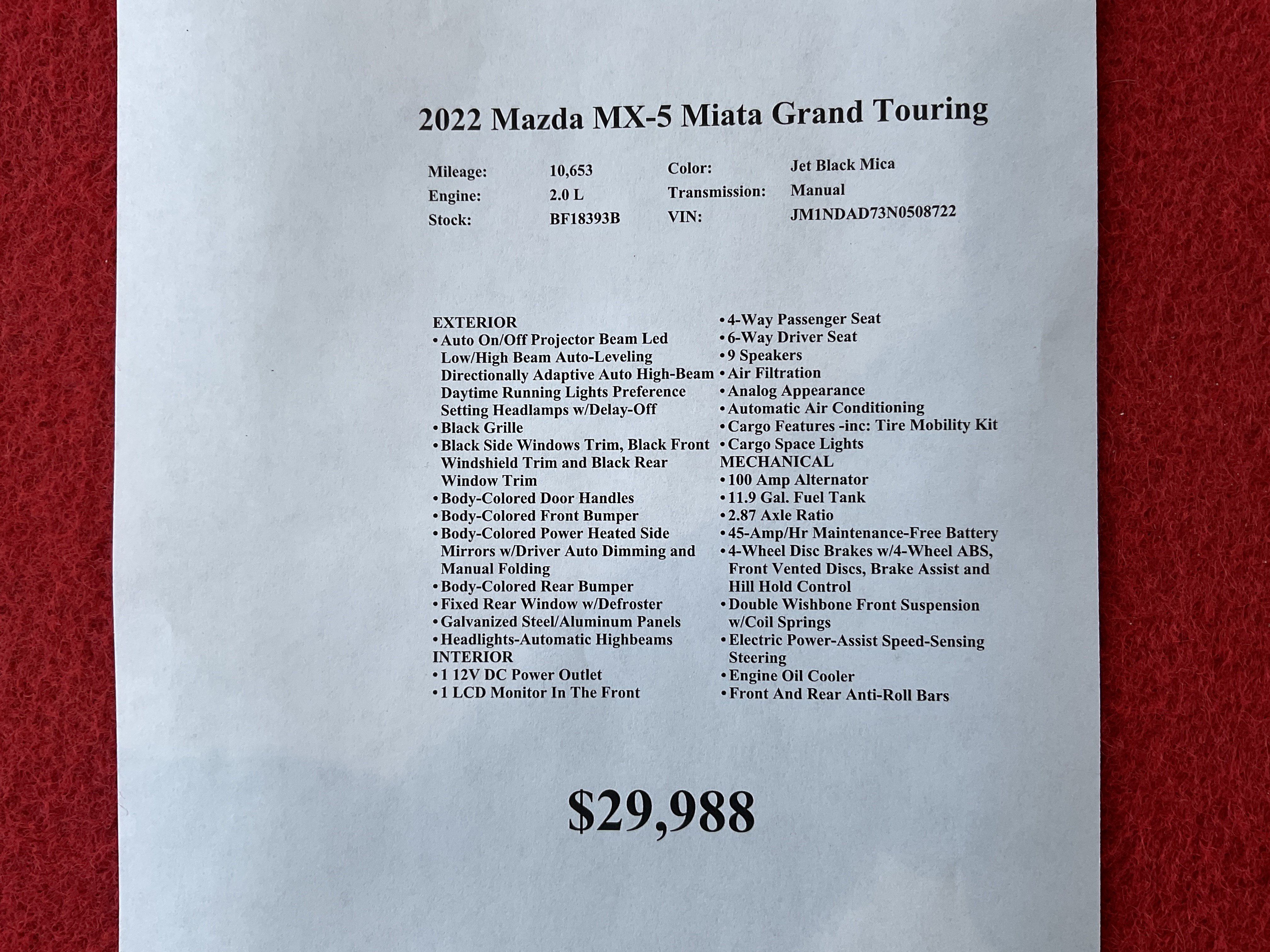 Used 2022 MAZDA MX-5 Miata Grand Touring RWD image 31