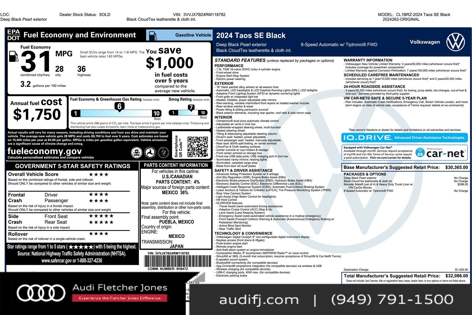 Used 2024 Volkswagen Taos SE image 26