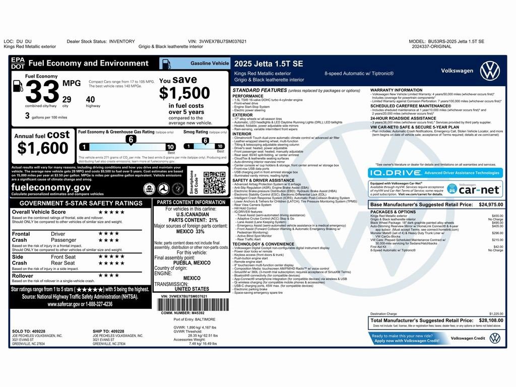 Used 2025 Volkswagen Jetta SE w/ Black Wheel Package image 2