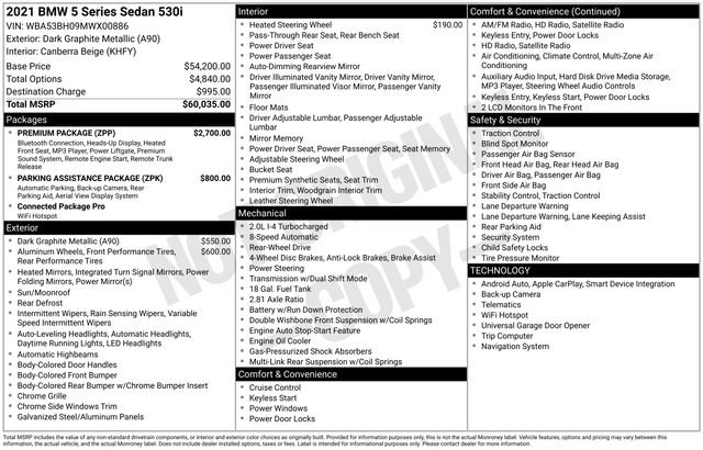 Used 2021 BMW 530i w/ Premium Package image 42