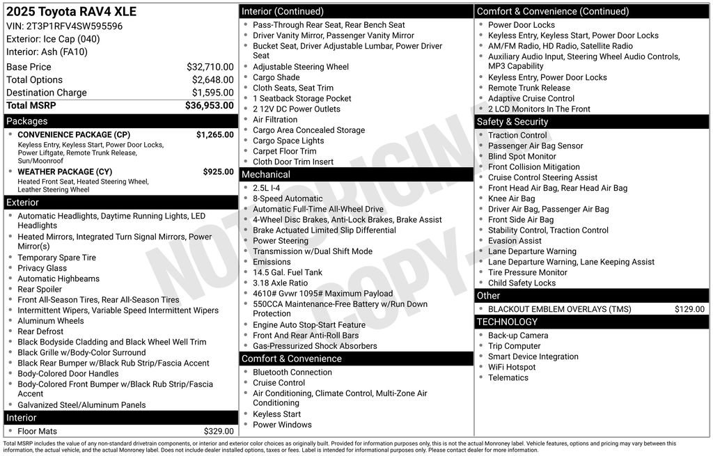 Used 2025 Toyota RAV4 XLE w/ Convenience Package AWD/4WD image 39