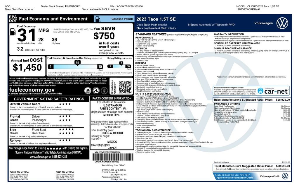Used 2023 Volkswagen Taos SE w/ Black Wheel Package image 4