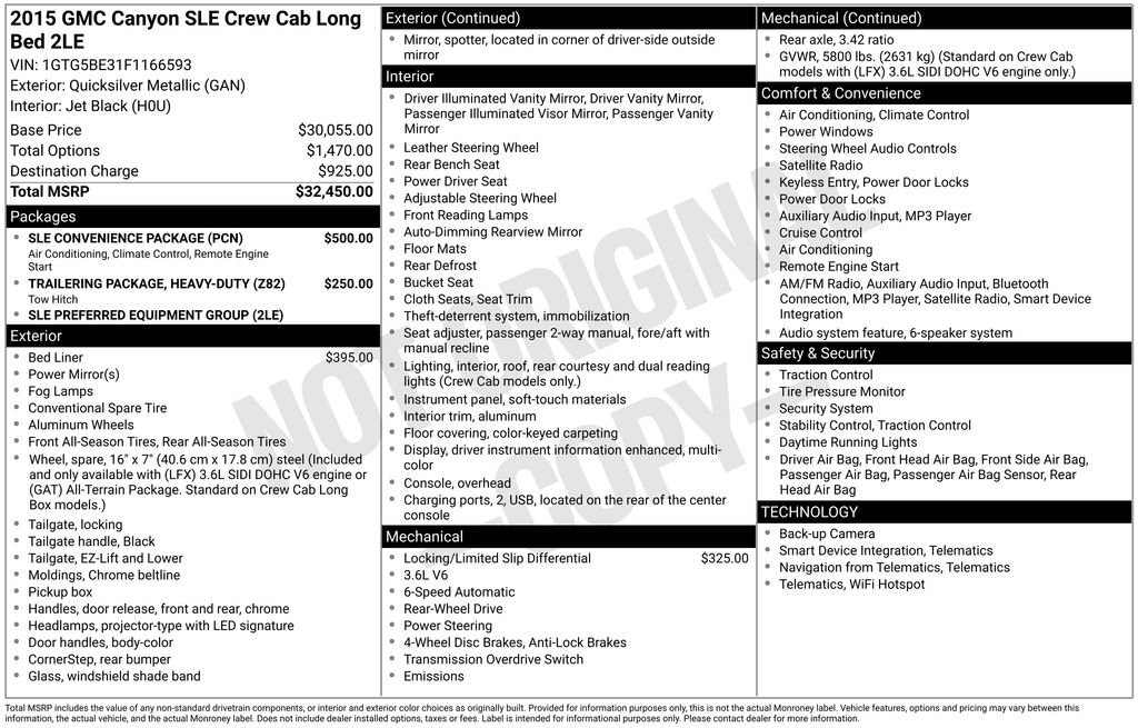 Used 2015 GMC Canyon SLE w/ SLE Convenience Package RWD image 16