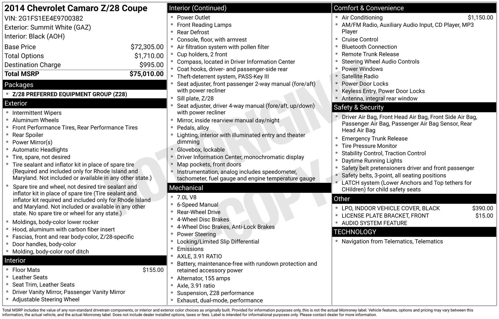 Used 2014 Chevrolet Camaro Z/28 RWD image 4