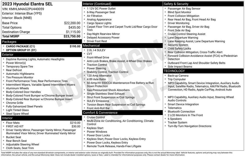 Used 2023 Hyundai Elantra SEL w/ Cargo Package FWD image 12