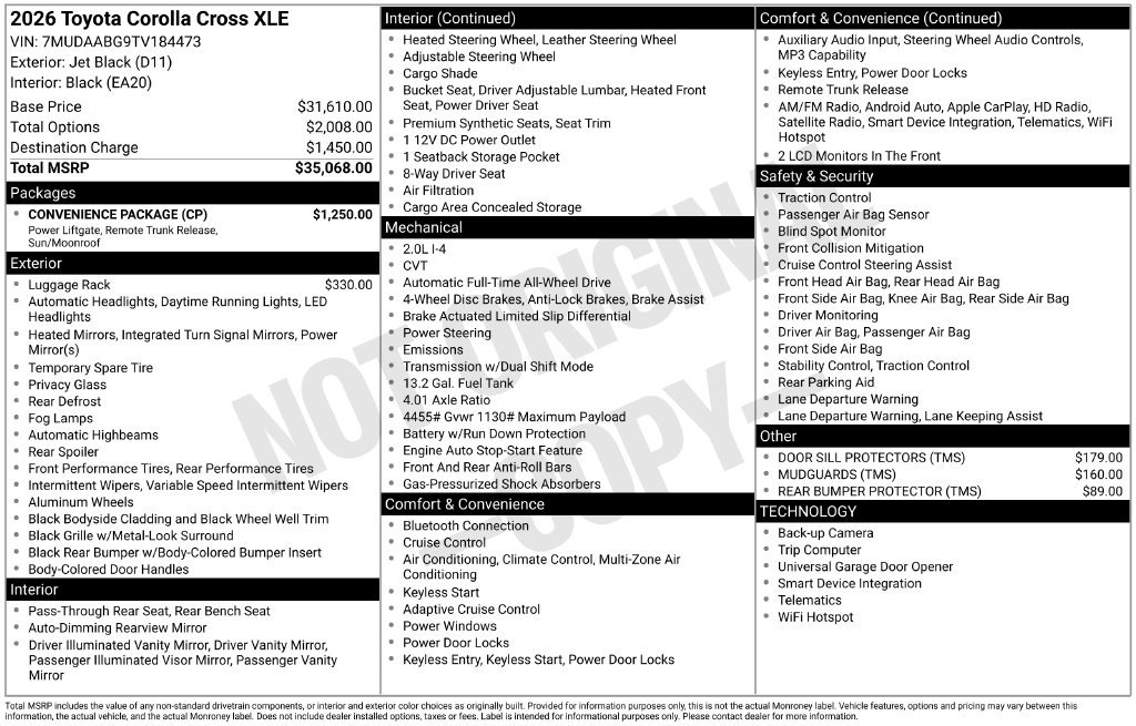 Used 2026 Toyota Corolla Cross XLE w/ Convenience Package AWD/4WD image 7