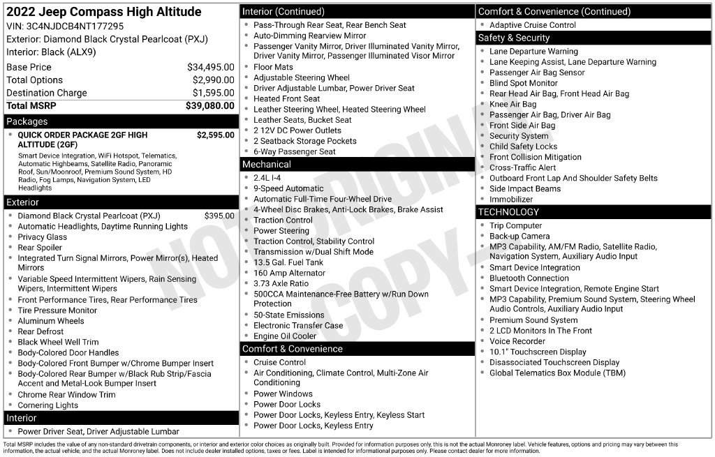 Certified 2022 Jeep Compass High Altitude AWD/4WD image 34