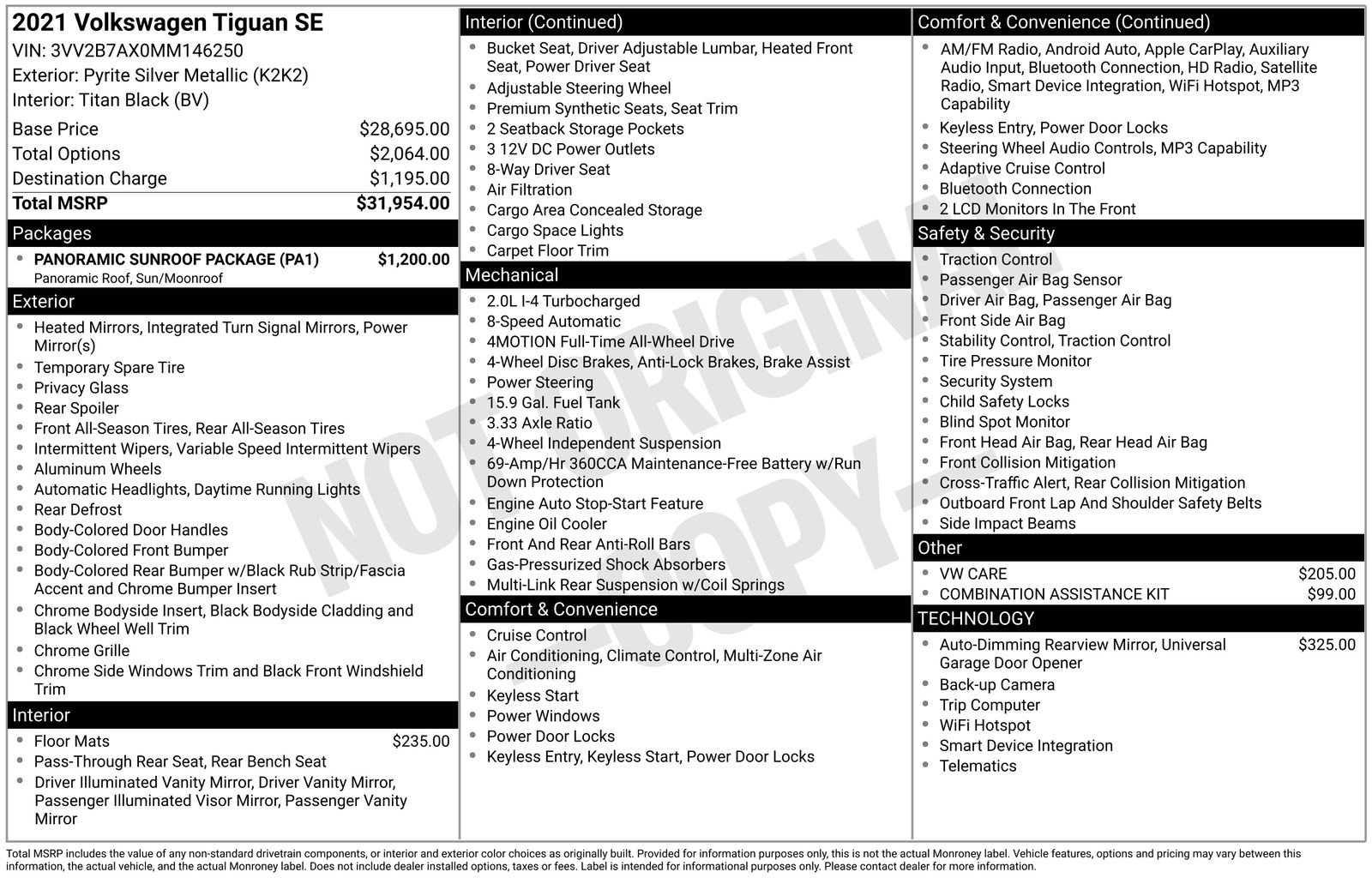 Certified 2021 Volkswagen Tiguan SE w/ Panoramic Sunroof Package AWD/4WD image 40