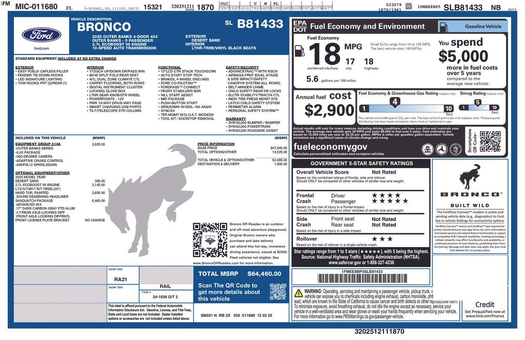 New 2025 Ford Bronco Outer Banks w/ Sasquatch Package image 8