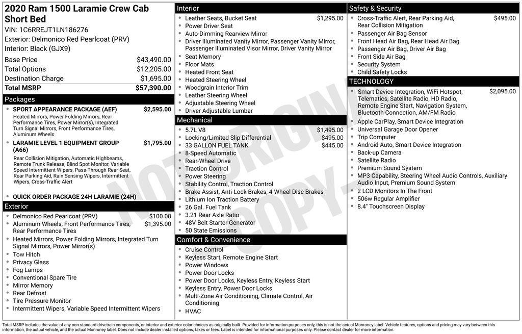 Used 2020 RAM 1500 Laramie w/ Sport Appearance Package RWD image 6