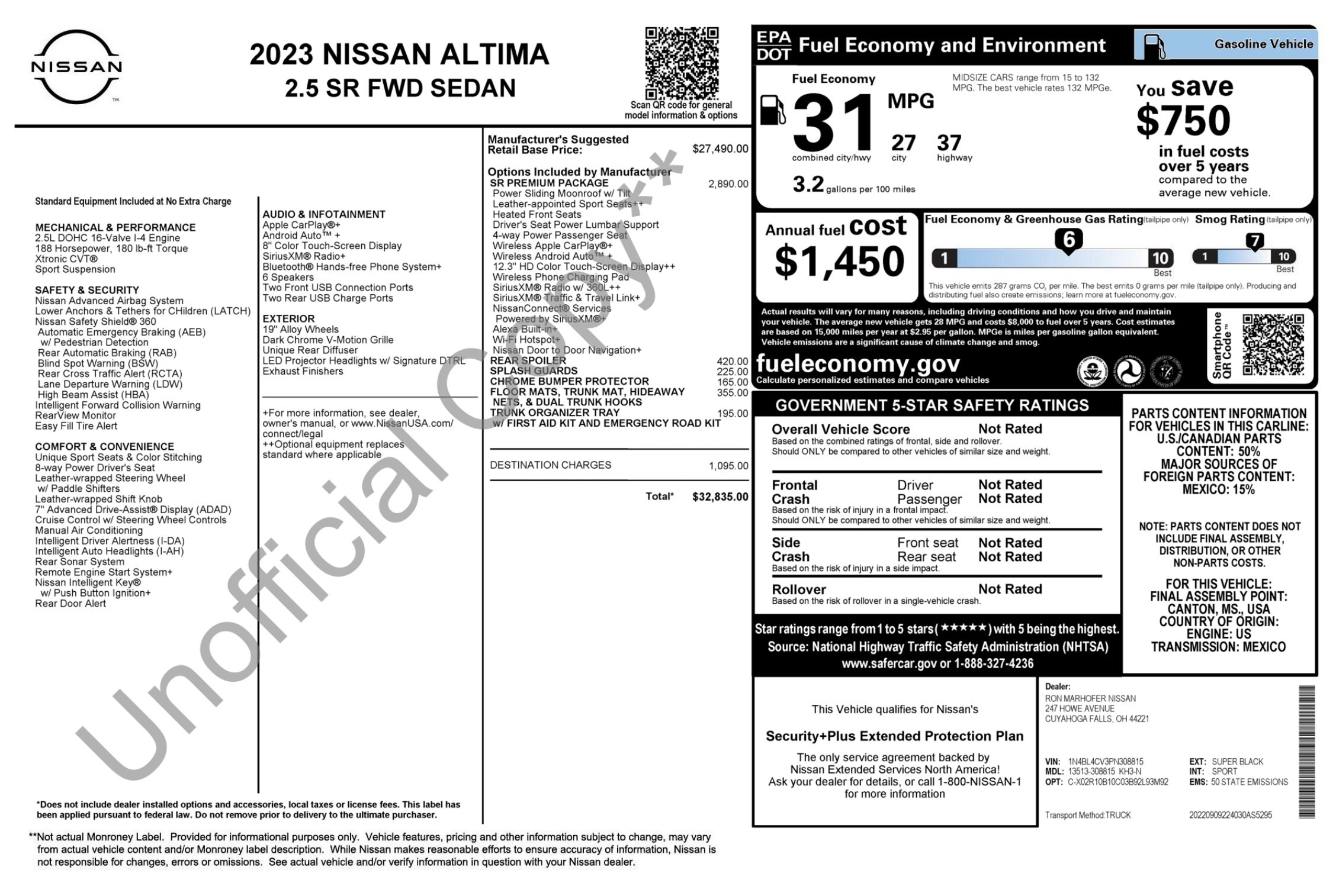 Used 2023 Nissan Altima 2.5 SR w/ SR Premium Package image 5