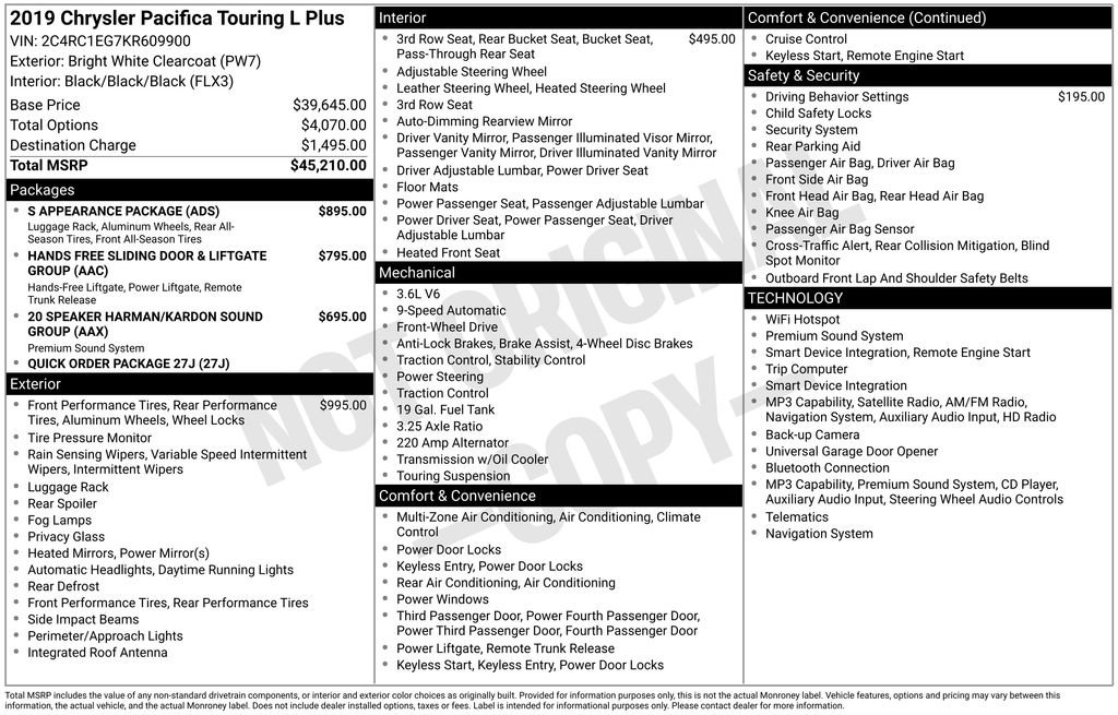 Used 2019 Chrysler Pacifica Touring-L Plus w/ S Appearance Package image 8