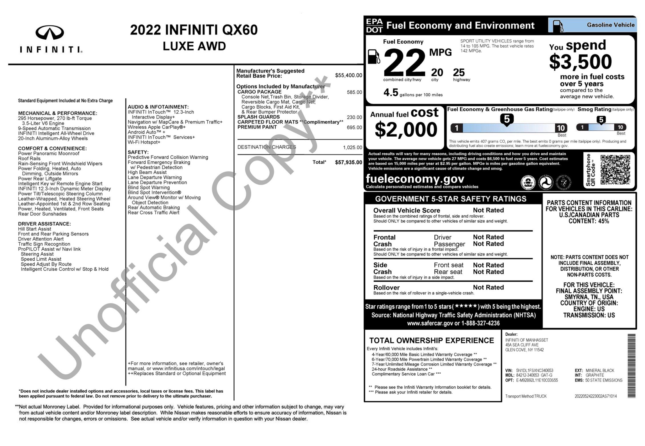 Used 2022 INFINITI QX60 Luxe w/ Cargo Package AWD/4WD image 2