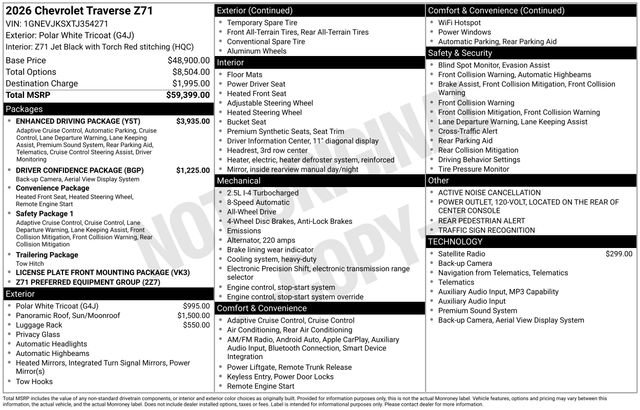 New 2026 Chevrolet Traverse Z71 w/ Enhanced Driving Package AWD/4WD image 4