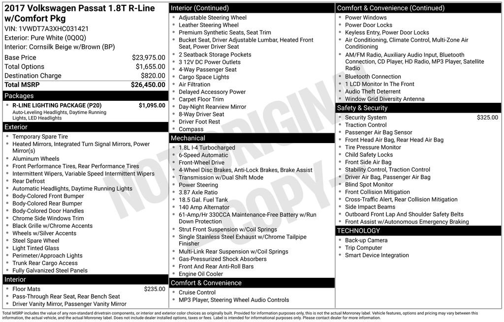 Used 2017 Volkswagen Passat 1.8T R-Line w/ R-Line Lighting Package image 36