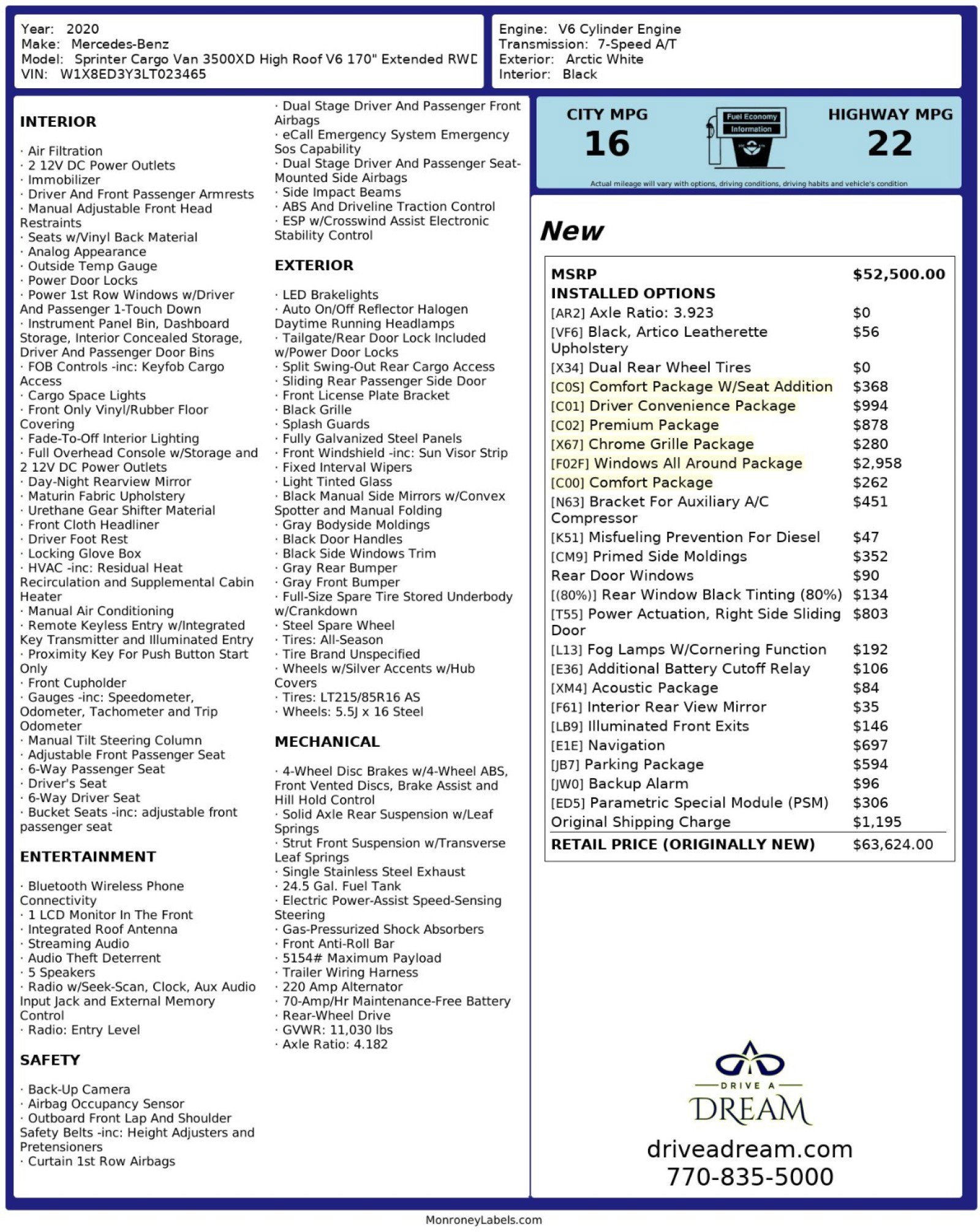 Used 2020 Mercedes-Benz Sprinter 3500 w/ Windows All Around Package image 49