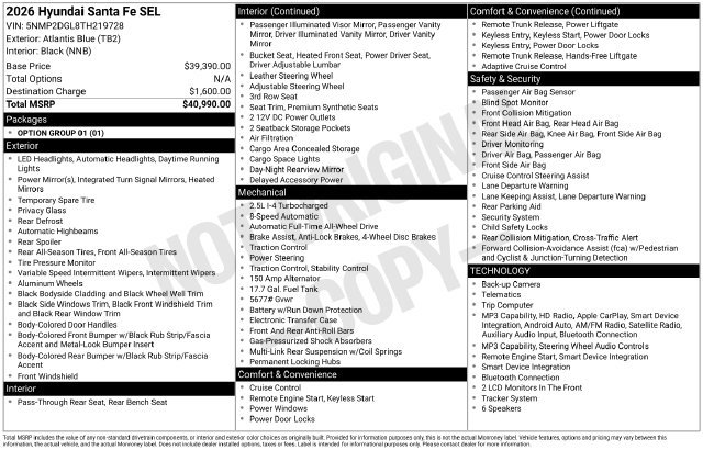 New 2026 Hyundai Santa Fe SEL AWD/4WD image 46