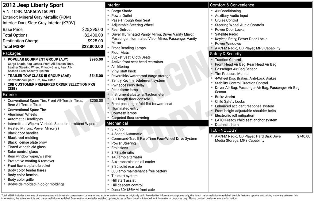 Used 2012 Jeep Liberty Sport w/ Popular Equipment Group AWD/4WD image 10