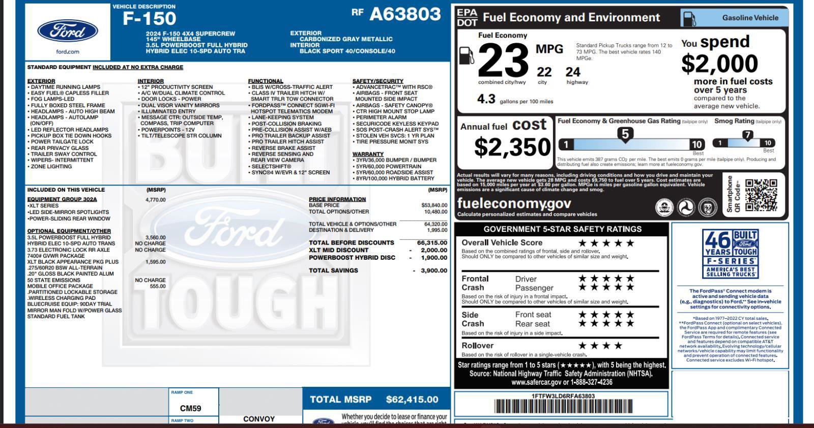 Used 2024 Ford F150 XLT w/ Equipment Group 302A MID image 4