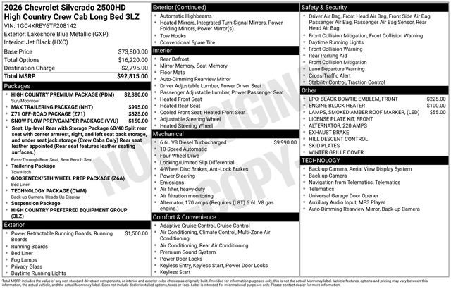 New 2026 Chevrolet Silverado 2500 High Country w/ High Country Premium Package AWD/4WD image 18