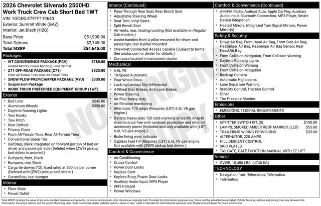 New 2026 Chevrolet Silverado 2500 W/T w/ WT Convenience Package image 3