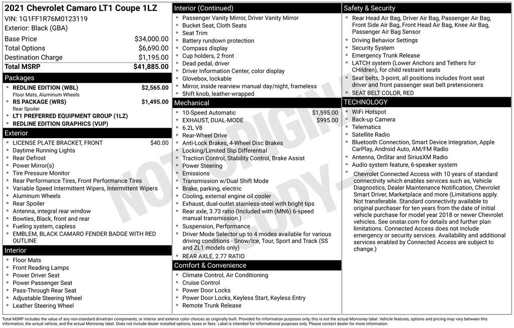 Used 2021 Chevrolet Camaro LT w/ Redline Edition RWD image 26