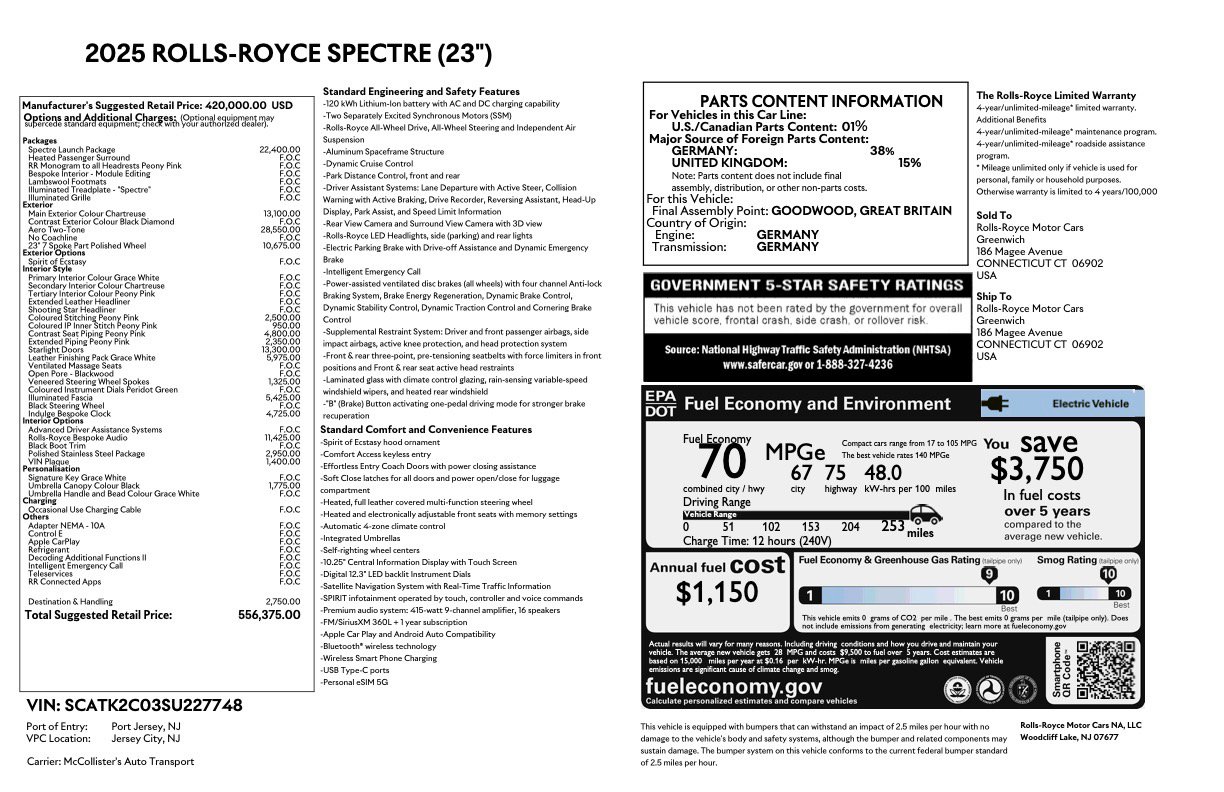 Certified 2025 Rolls-Royce Spectre w/ Spectre Launch Package AWD/4WD image 36